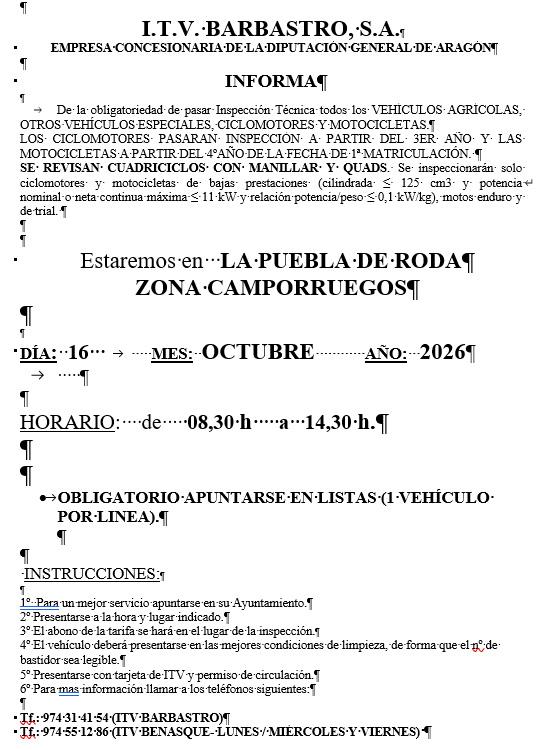 Imagen INSPECCIÓN TÉCNICA DE VEHÍCULOS AGRÍCOLAS EN LA PUEBLA DE RODA